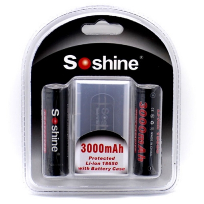 Аккумулятор Soshine 3.7V 3000 мАh 18650 Li-Ion с защитой (2 шт)
