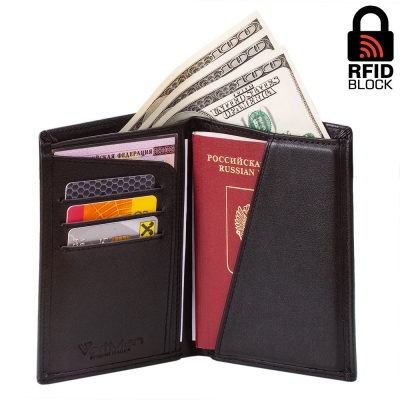 Бумажник с RFID защитой Lewis (black)